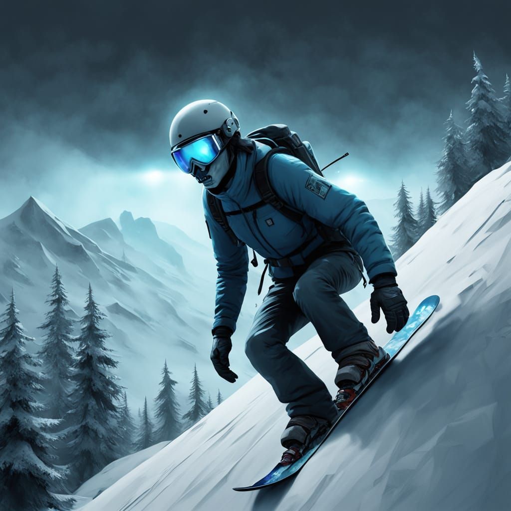 Surreal Low-Poly Horror Animatronic Snowboards Down a Haunte...