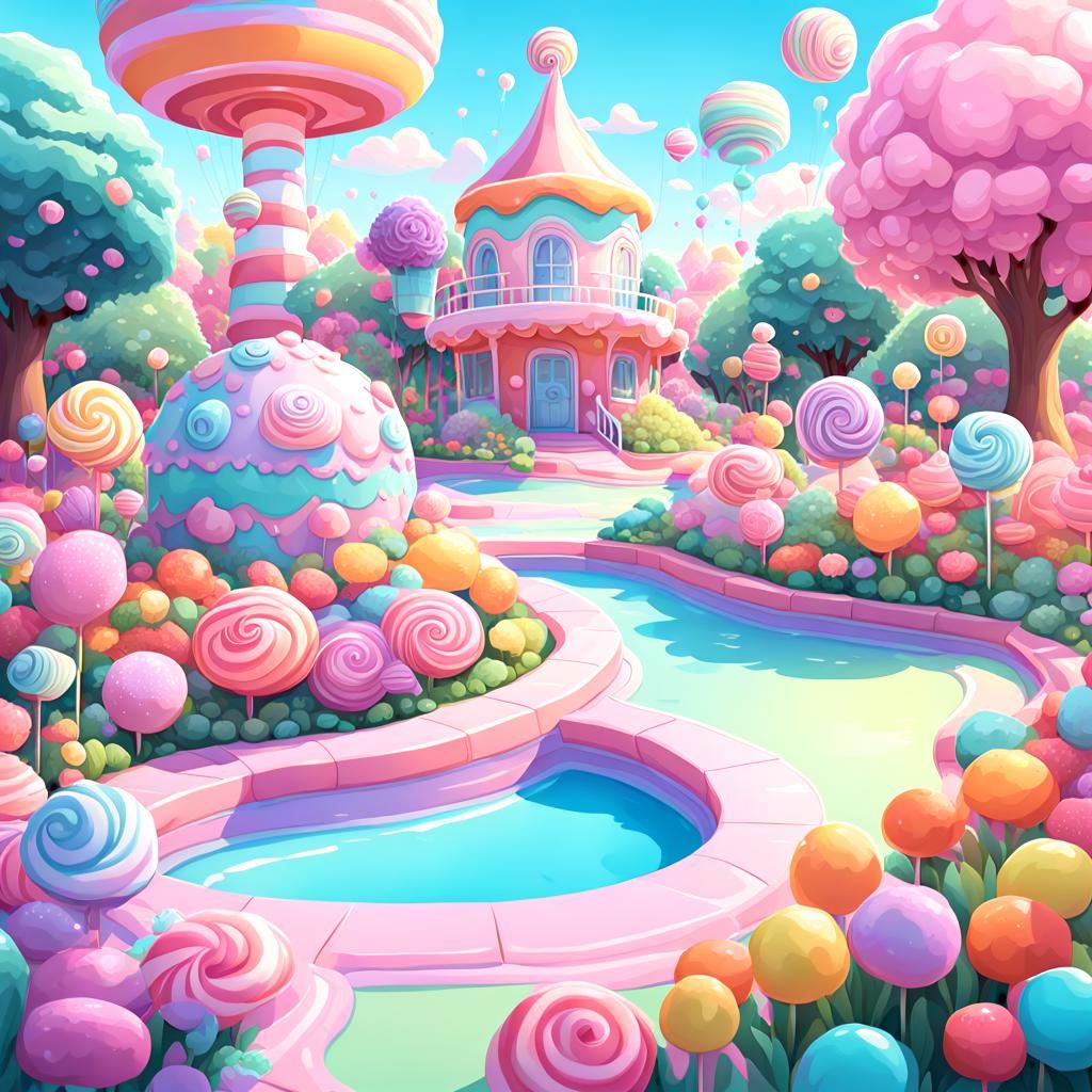 Kawaii Garden in Candy Pastel Art Style
