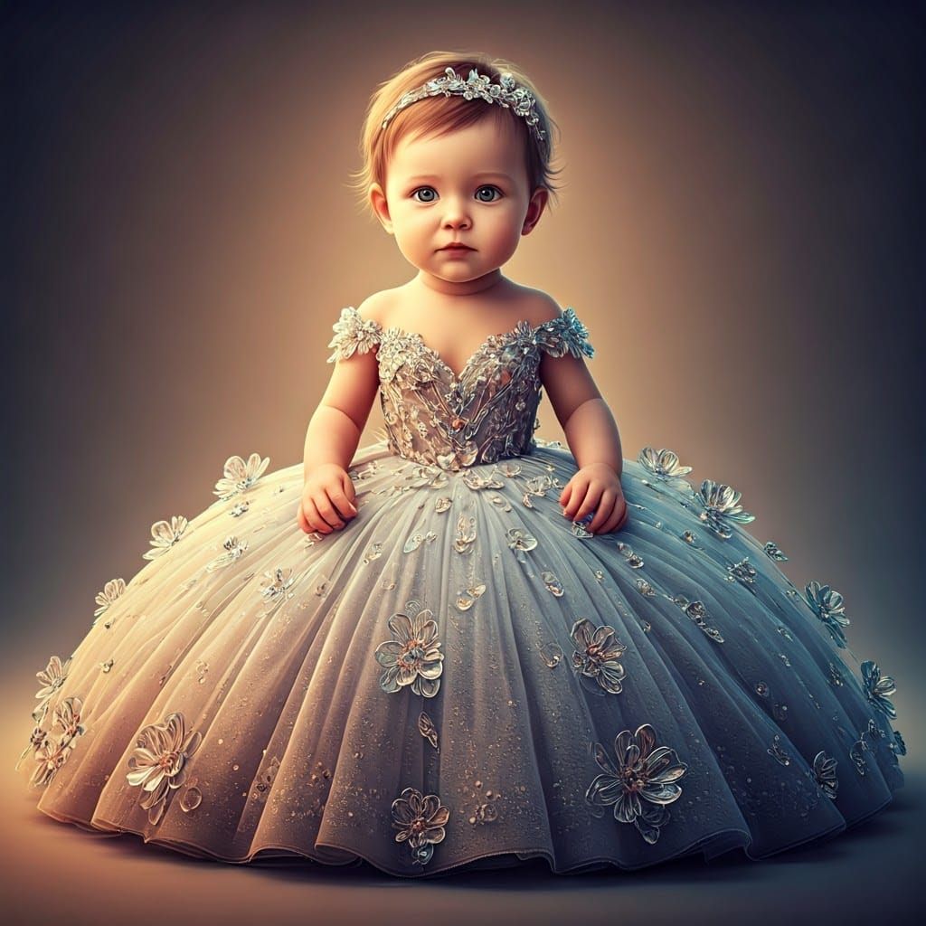 Baby Model in Exquisite Glass Ball Gown
