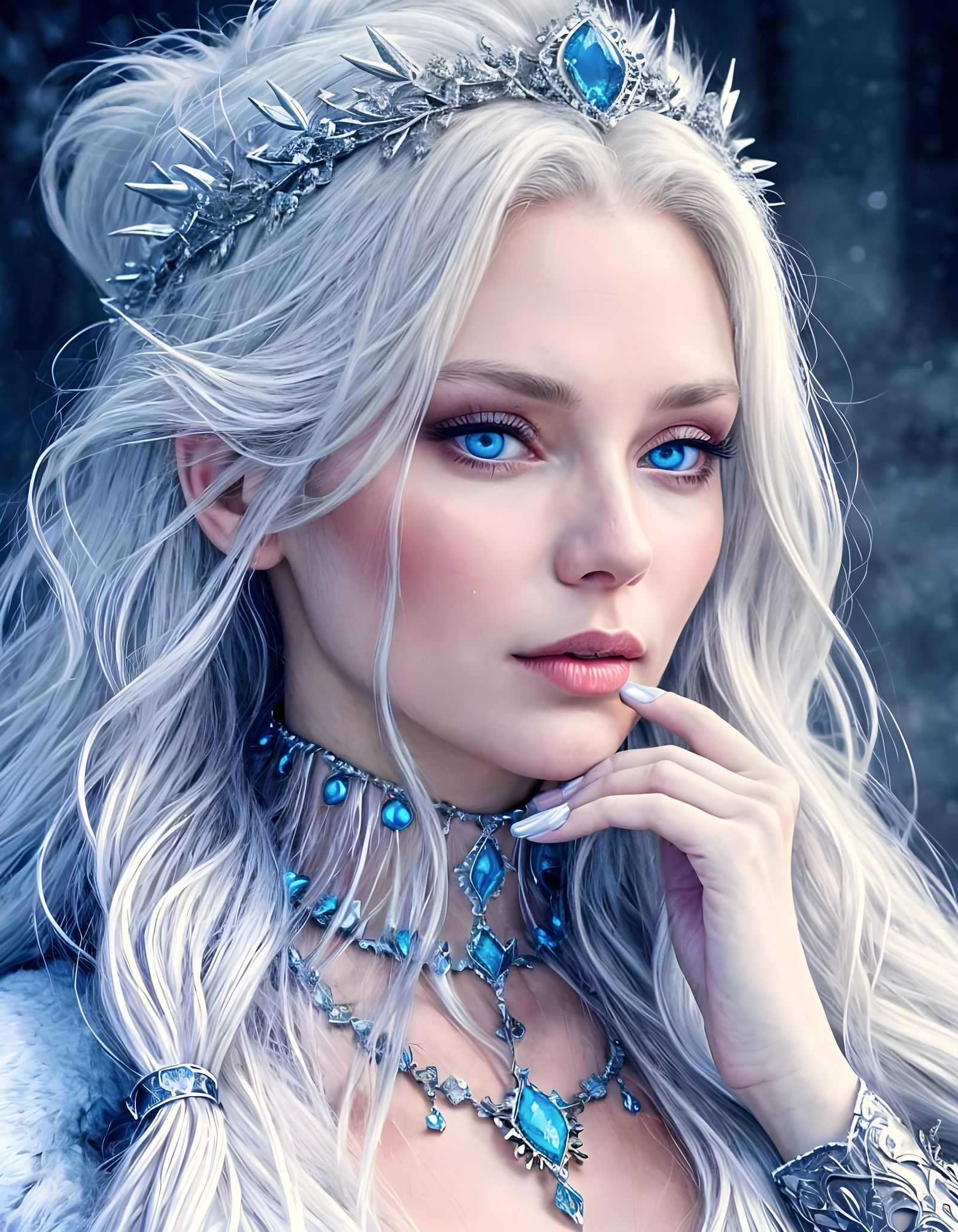 Ice Queen Portrait in a Misty World