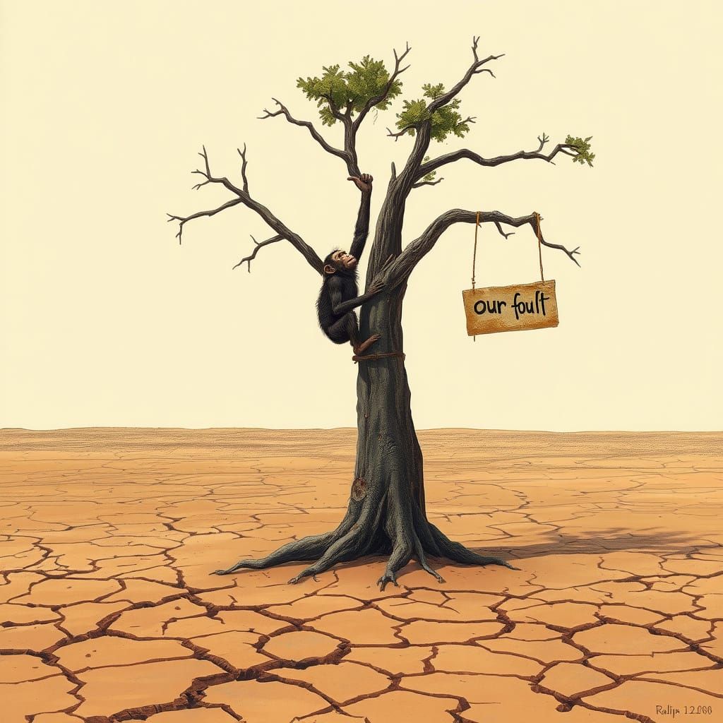 Post-Apocalyptic Chimp Reaches for Hope, Illustrated Style