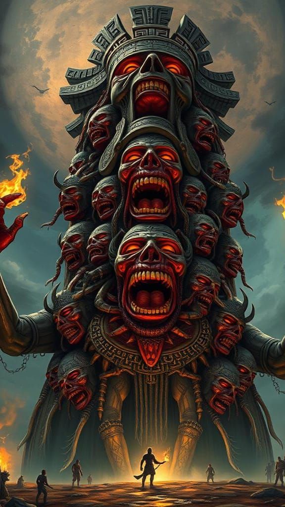 Towering Totem of Souls Under Foreboding Sky