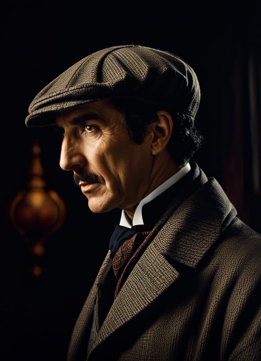Dramatic Sherlock Holmes Portrait in Hyperrealism