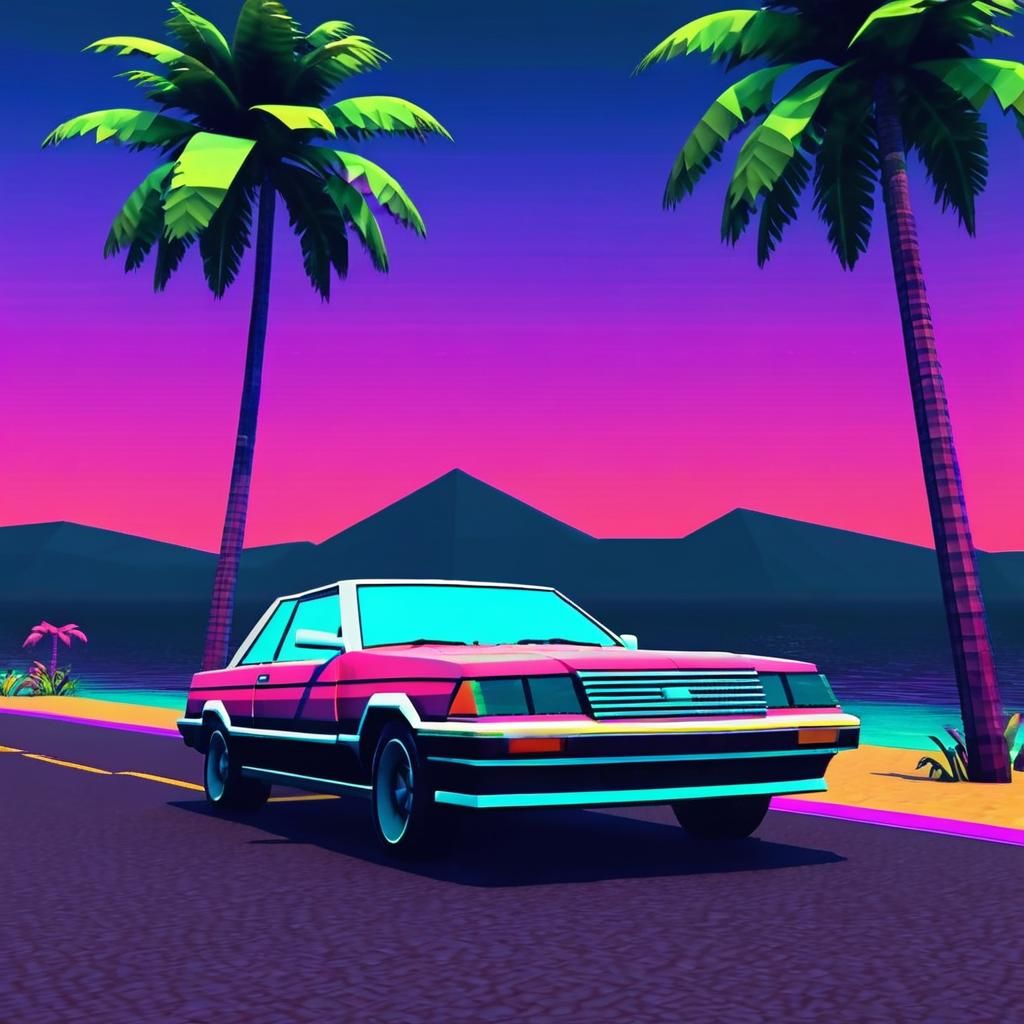 Synthwave Summer in Low Poly PS2 Graphics