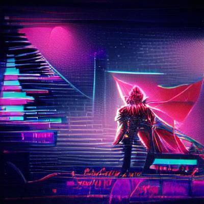 Scarlet King in Synthwave Neon Retro Style