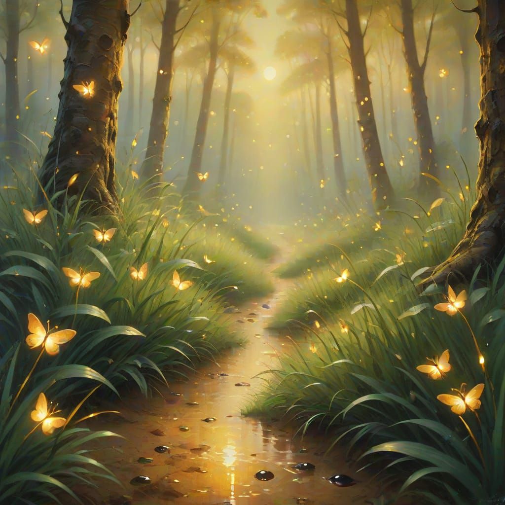 Mystical Forest Paw Prints in Renaissance Style