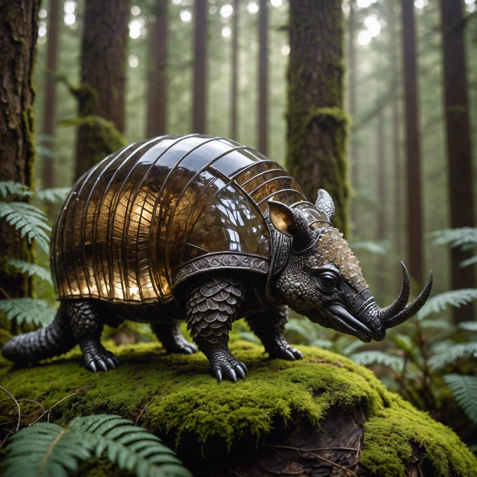Smokey Quartz Armadillo in Ethereal Forest
