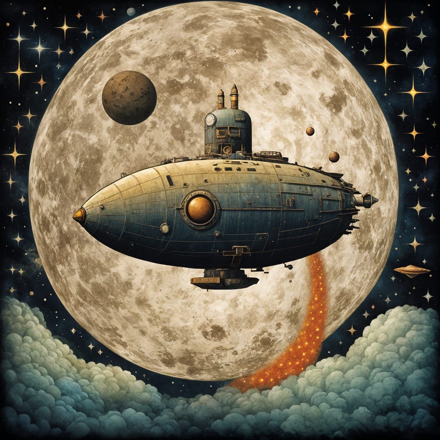 Abandoned Rocket Ship in Space, Surreal Art