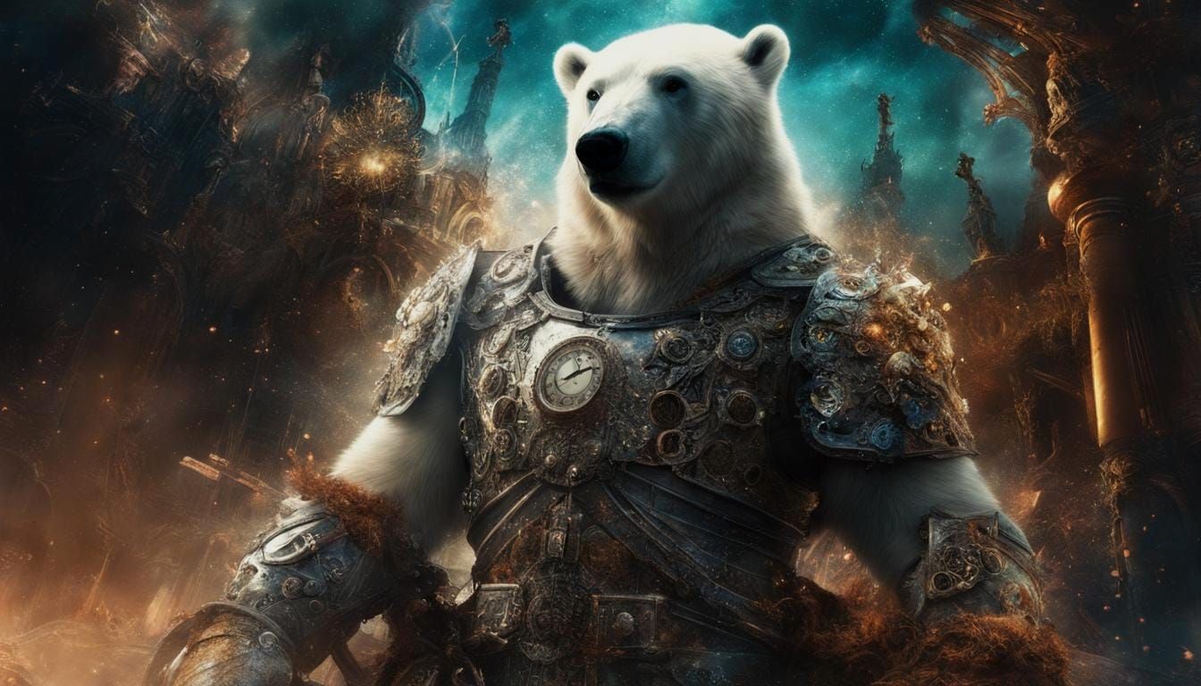 Nebula Polar Bear Warrior in Steampunk Armor