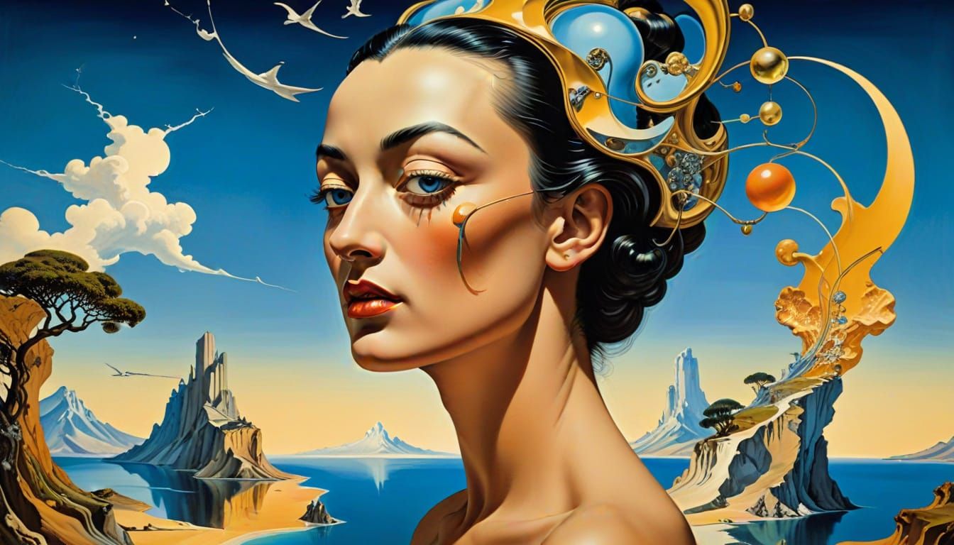 Surreal Art Deco Dreamscape in Vibrant Fragmented Style