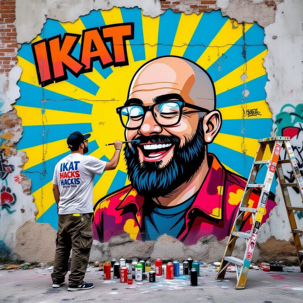Cartoon Mural Painted by Street Artist
