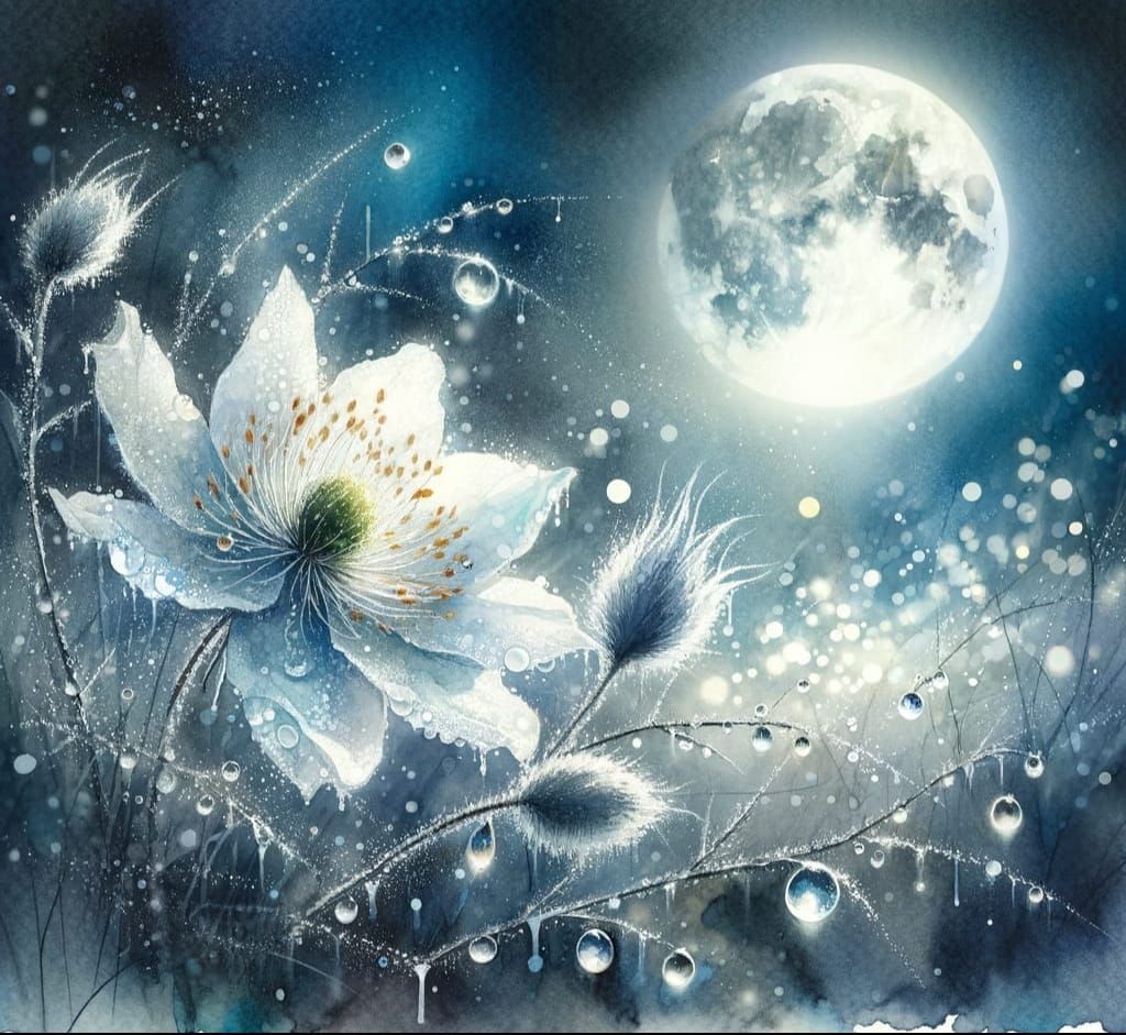 Moonlit Briar Wisp in Ethereal Watercolor Style