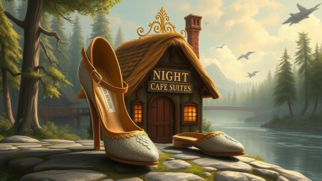 Whimsical Shoe Cottage with Golden Gate