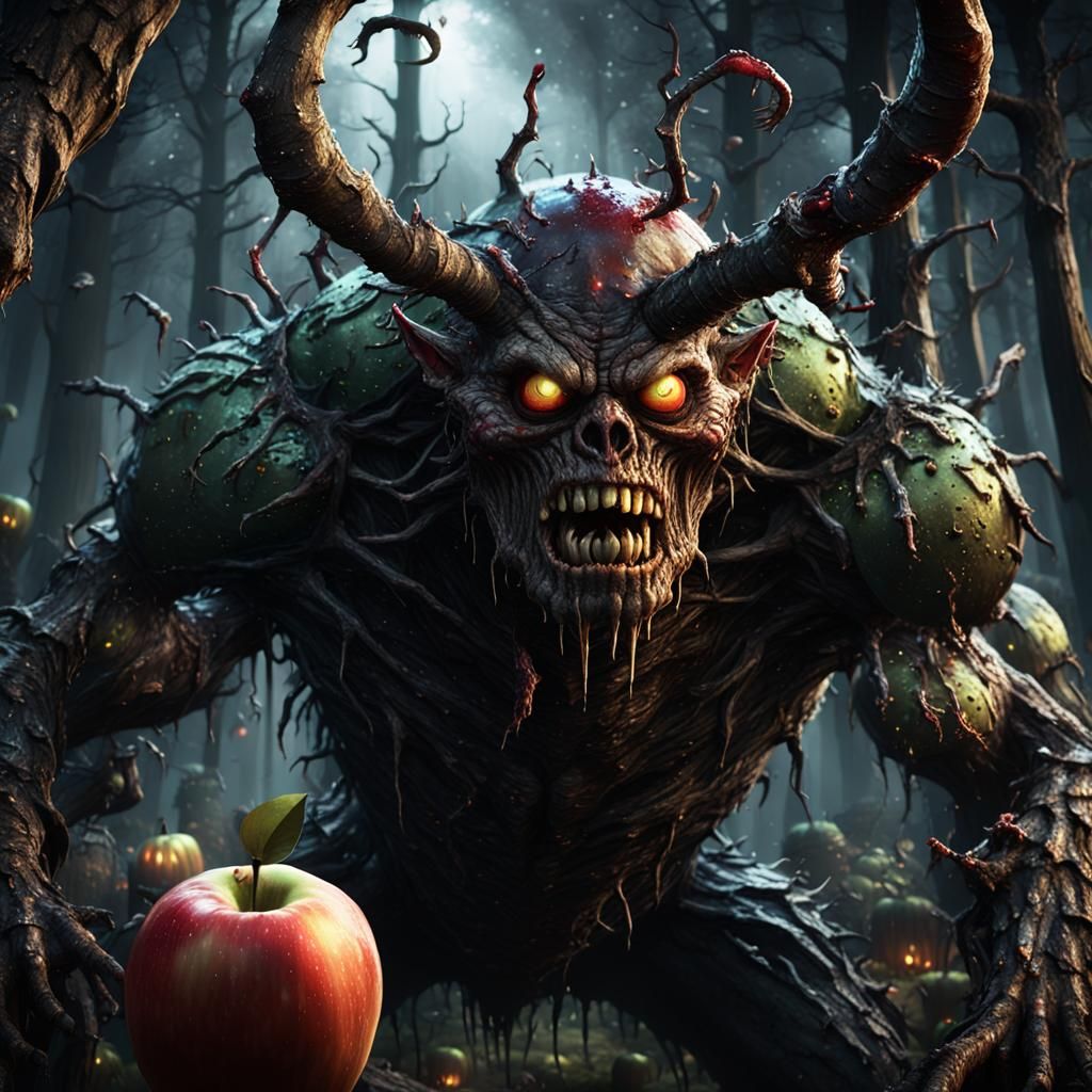 Rotting Apple Cask Creature in Dark Forest