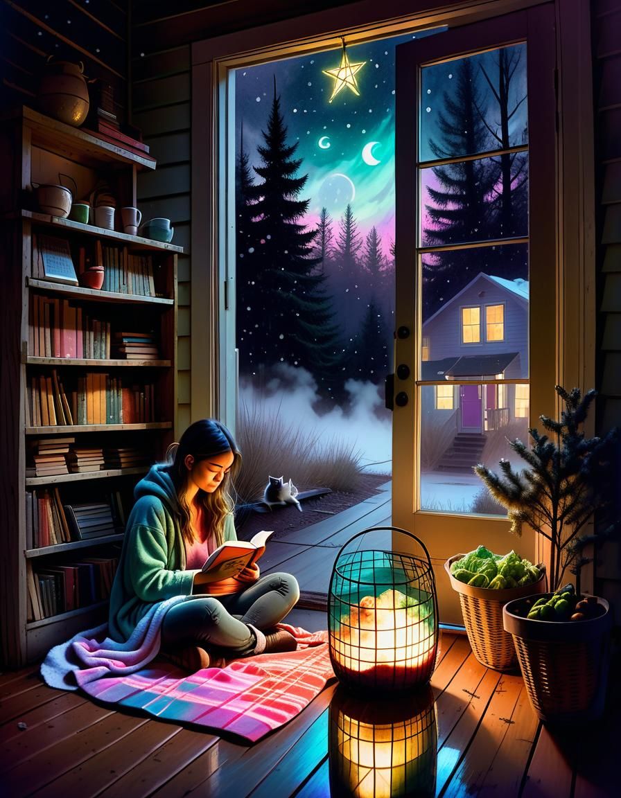 Girl with Kittens: Ethereal Watercolor Illustration