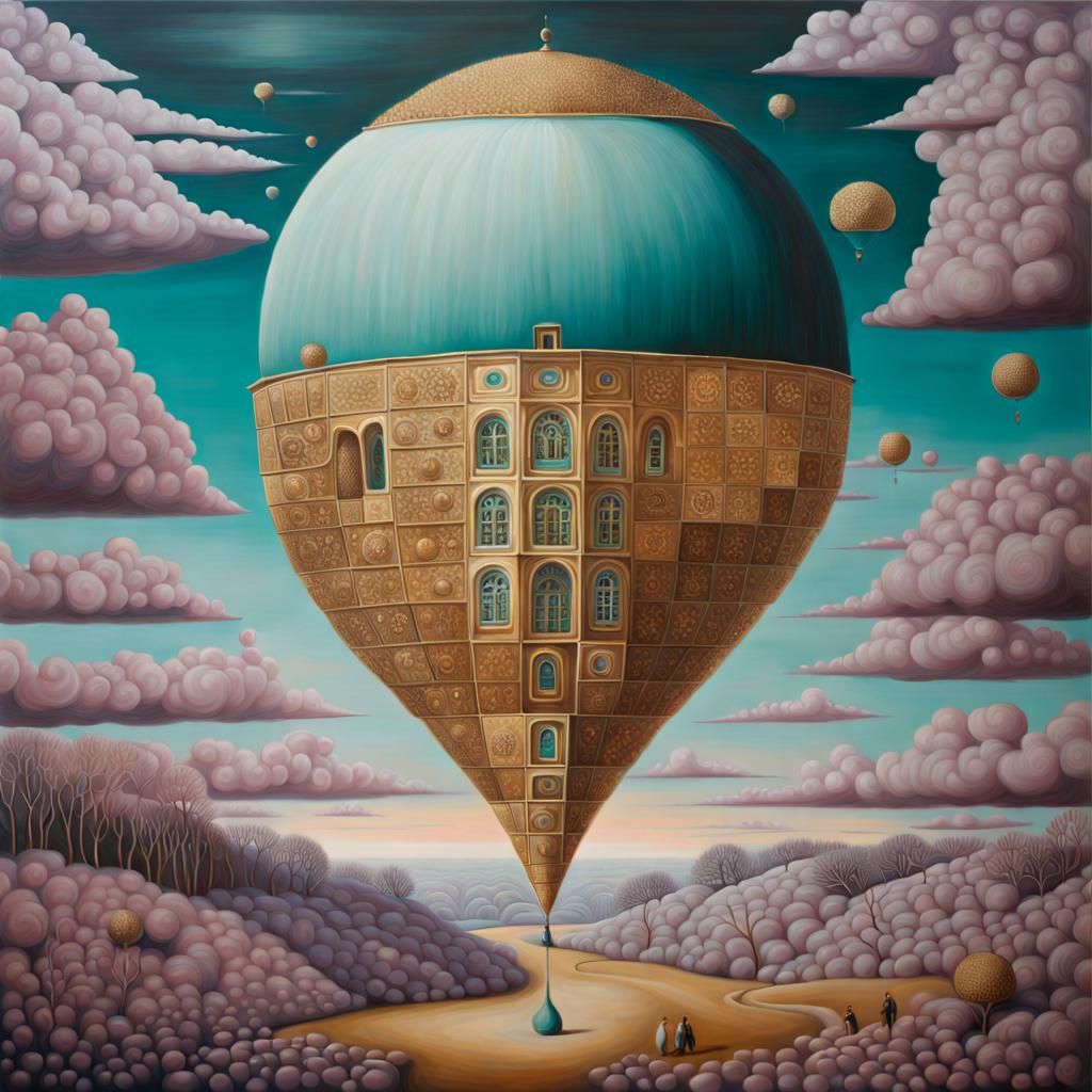 Surreal Oil Painting with Golden Ratio Composition
