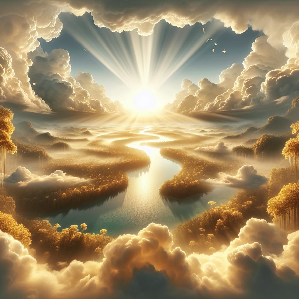 Celestial River Flowing Through Cloudy Skies