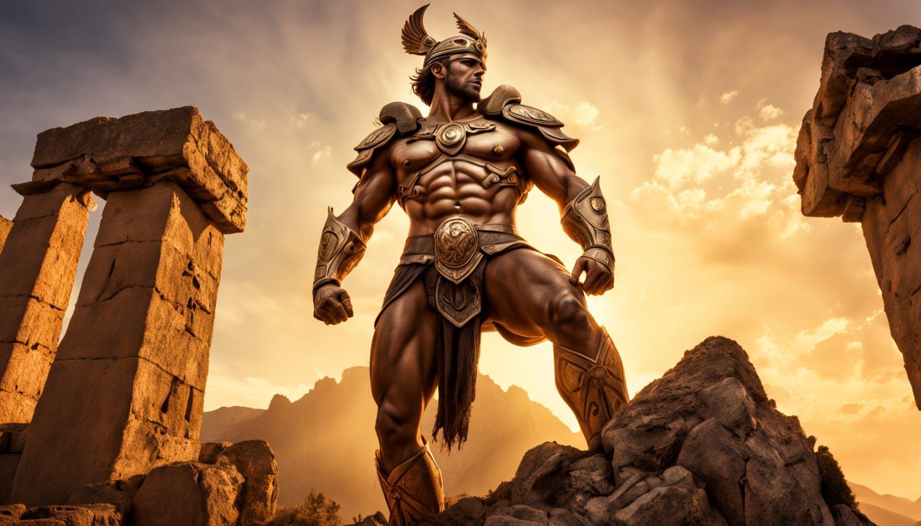 Mystical Warrior in Golden Armor