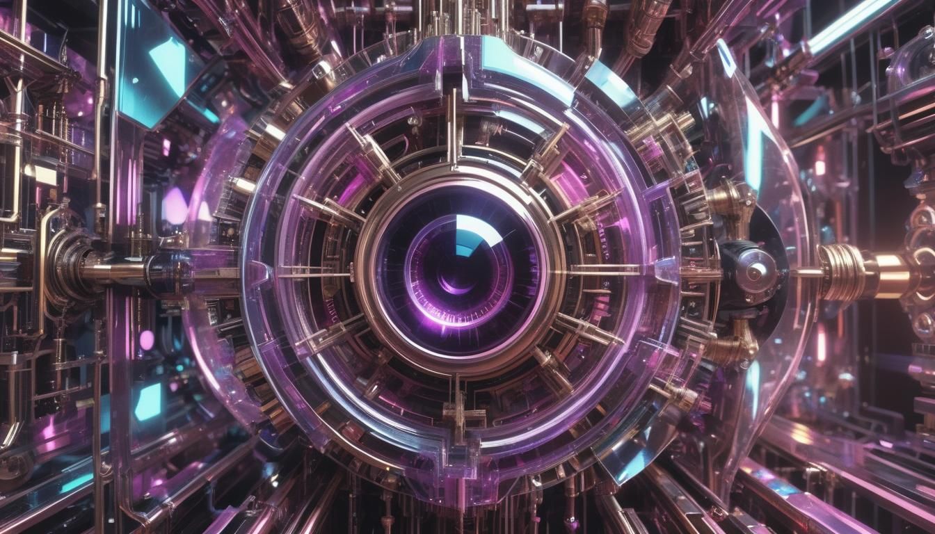 Intricate Electronic Crystal Matrix in Dystopian Style