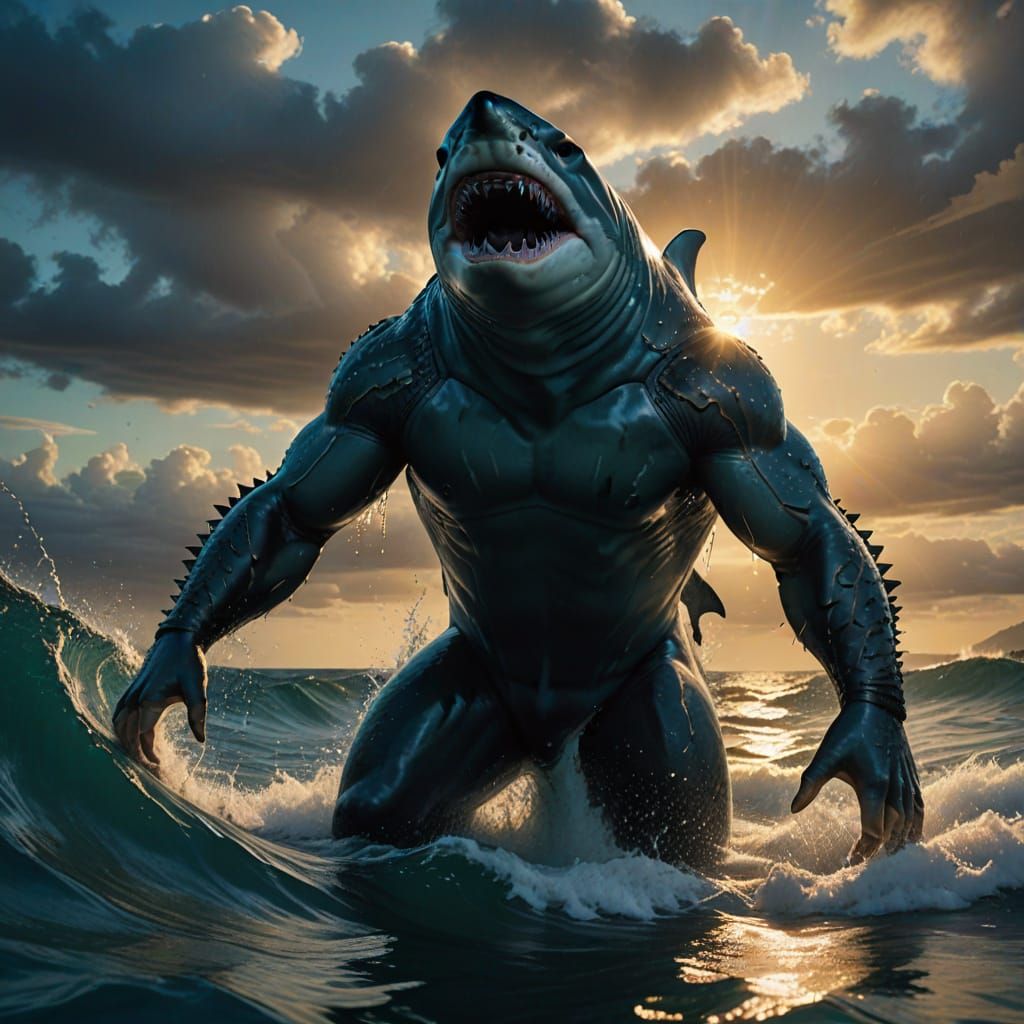 Hyperrealistic Portrait of Polynesian God Kāmohoaliʻi in Cin...