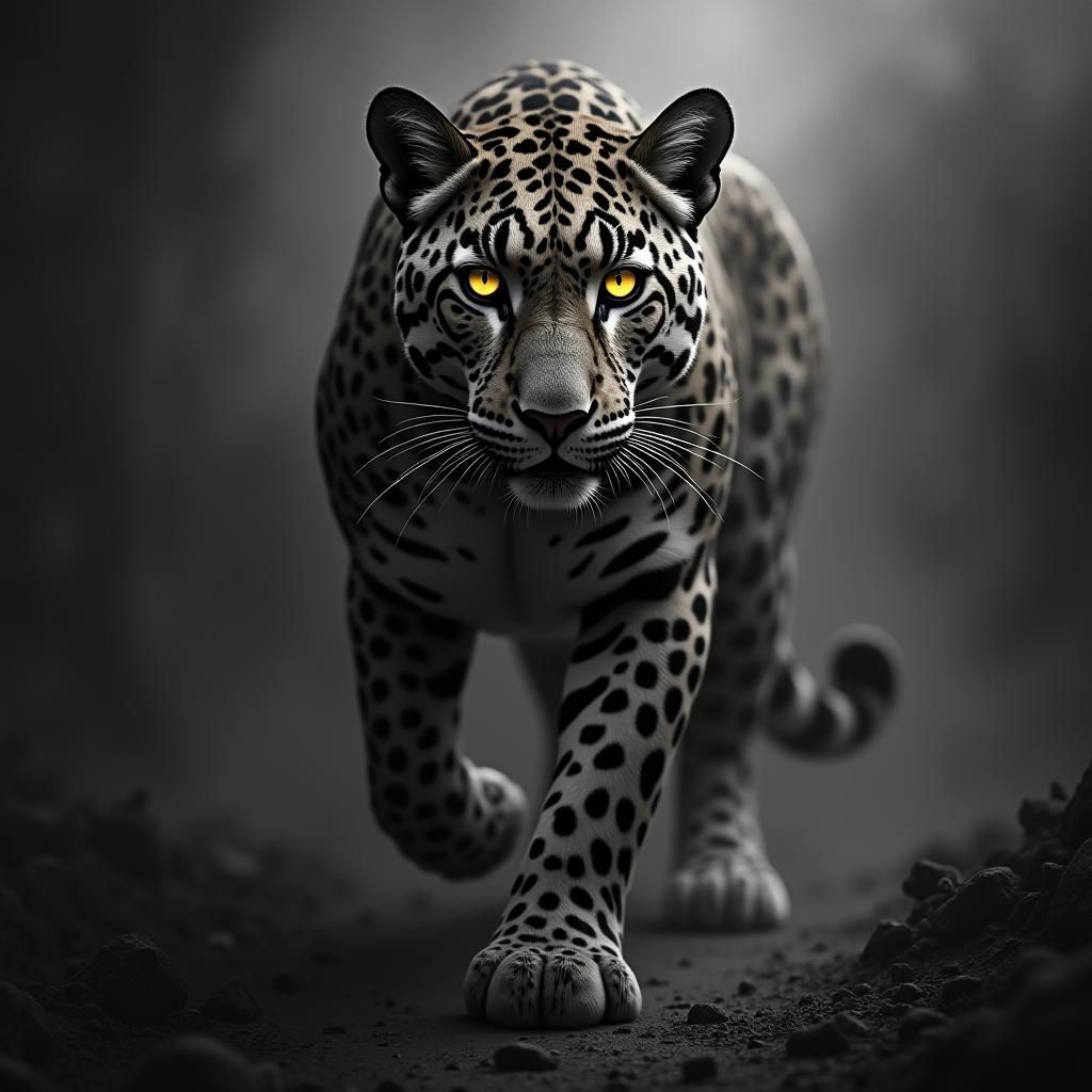 Majestic Leopard Portrait in Black and White