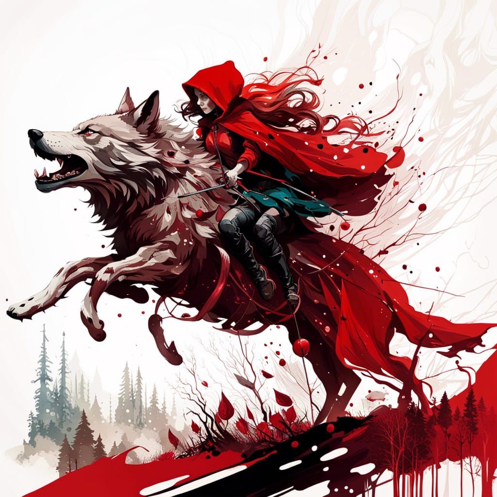 Red Riding Hood Rides the Wolf: Fantasy Illustration