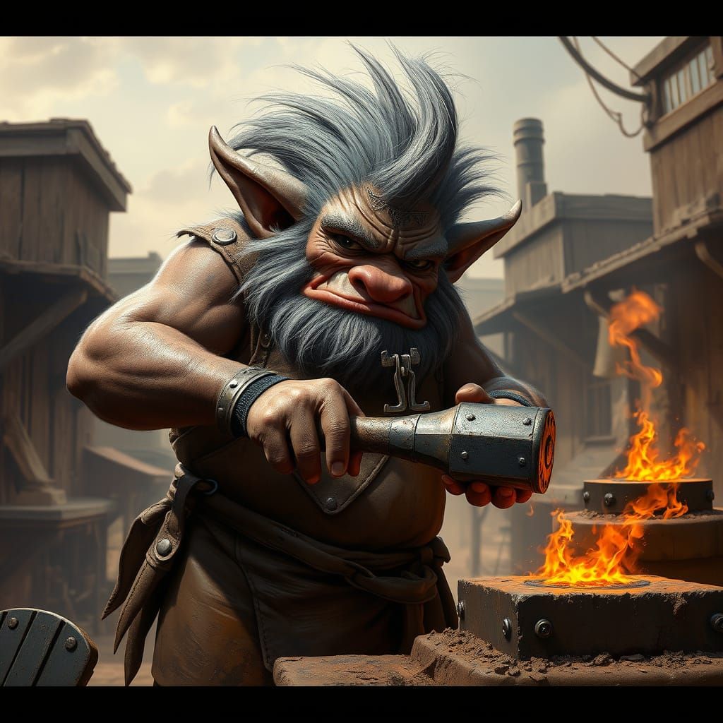 Troll Blacksmith in Old West Town