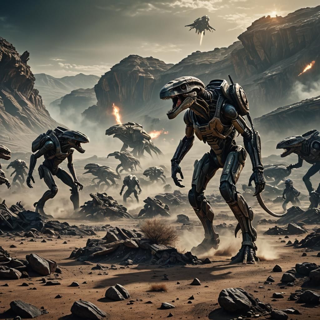 Futuristic Battle on an Alien World