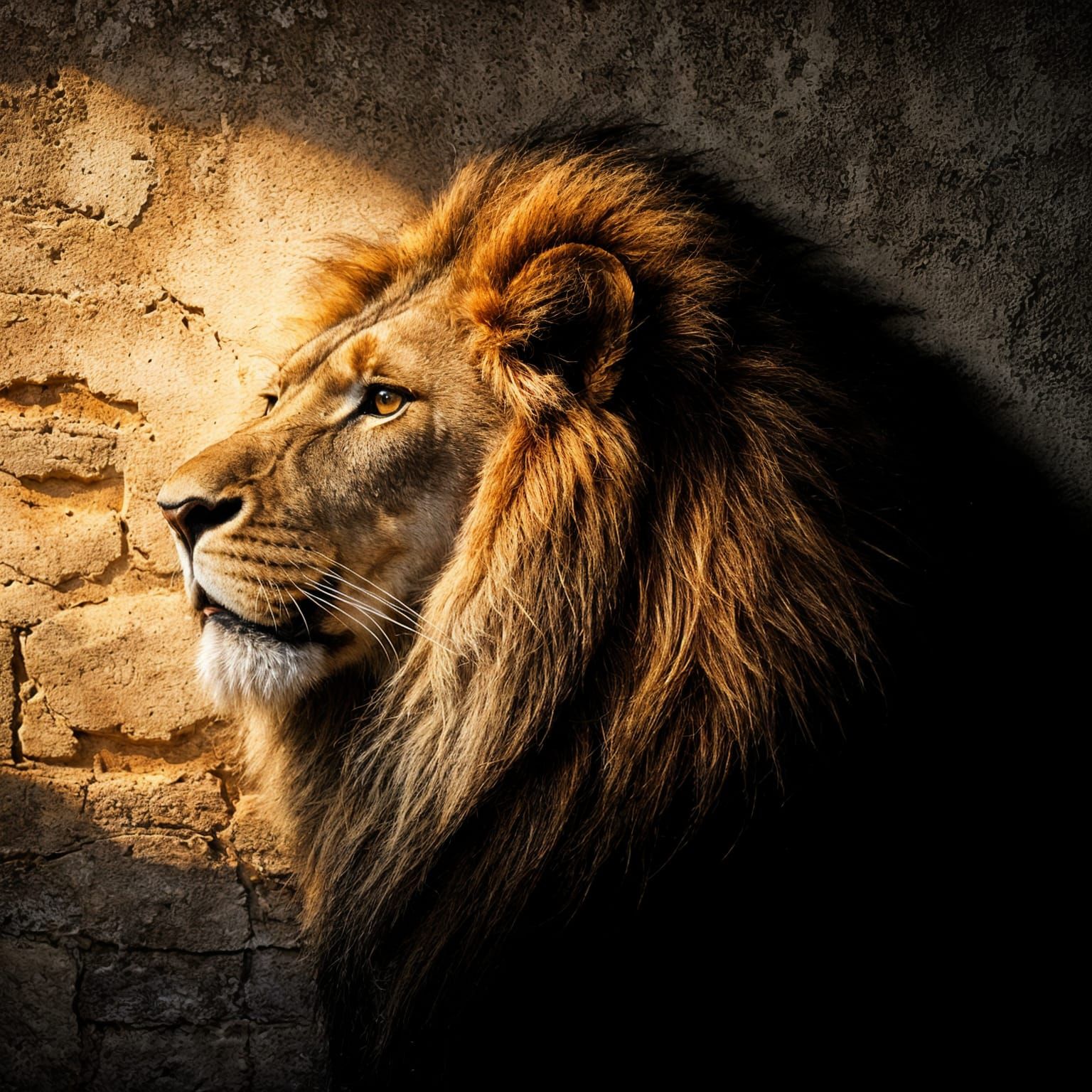 Majestic Lion's Silhouette in Golden Light