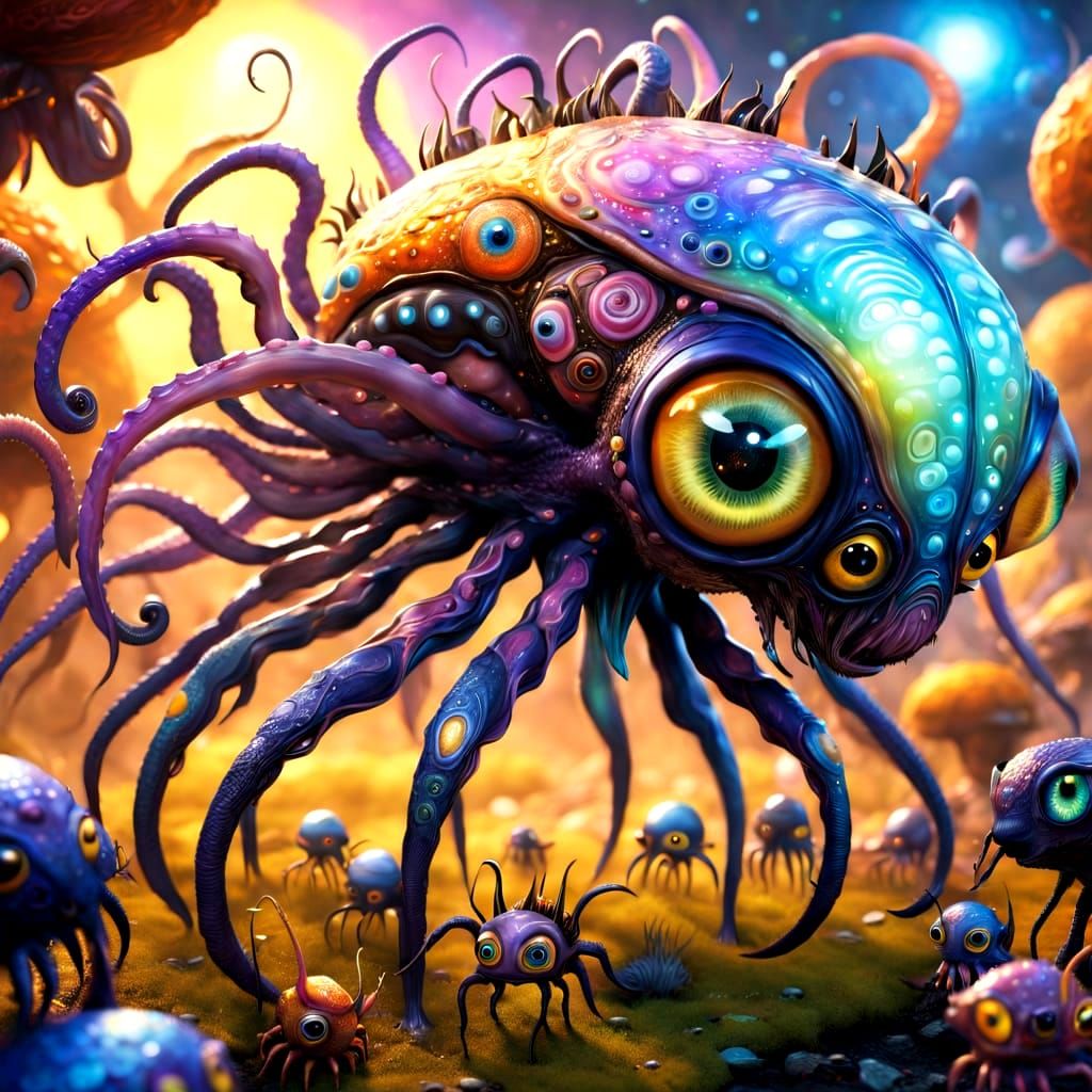 Unique Alien Creature with Sad Eyes: Fantasy Art