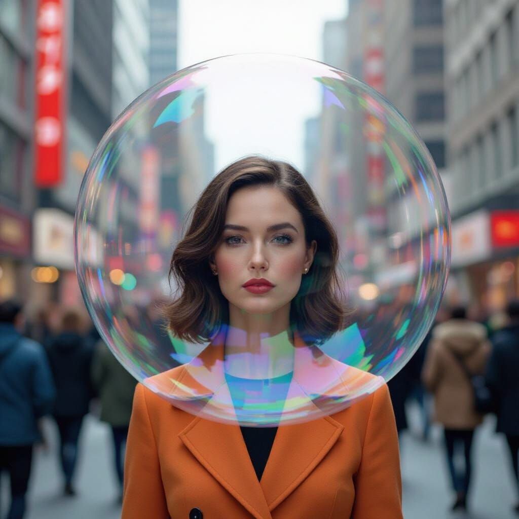 Woman in Bubble of Silence: Postmodern Art