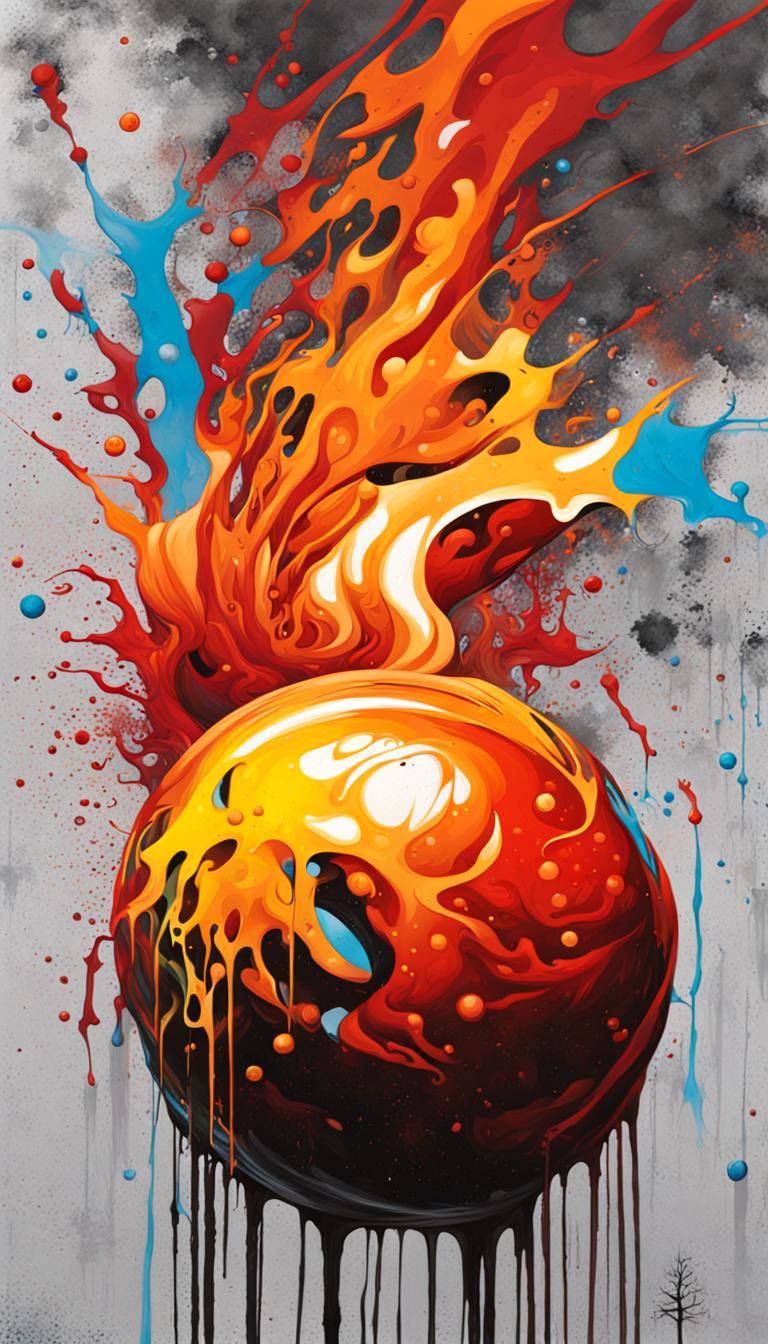 Graffiti Fireball in Splash Art Style