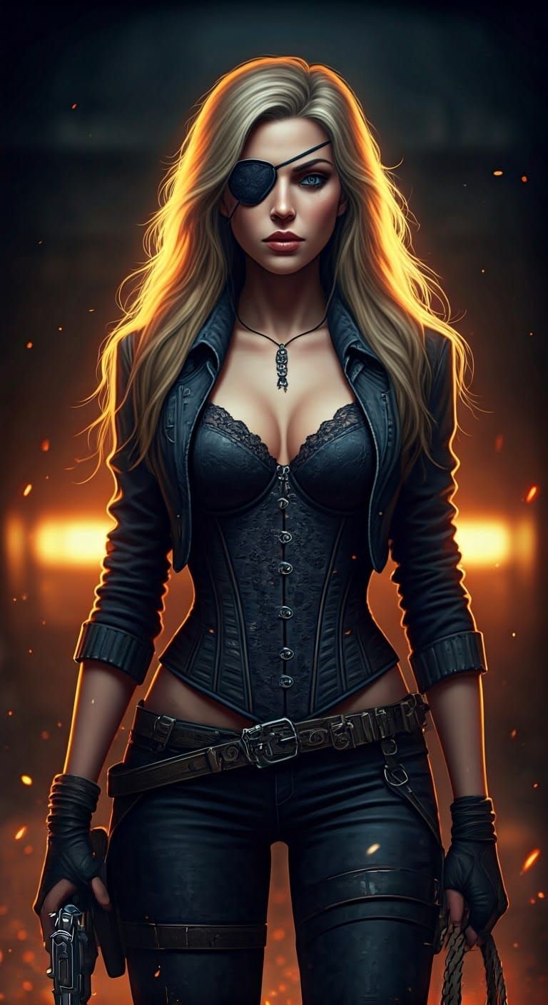 Hyperrealistic Gunslinger in Industrial Setting