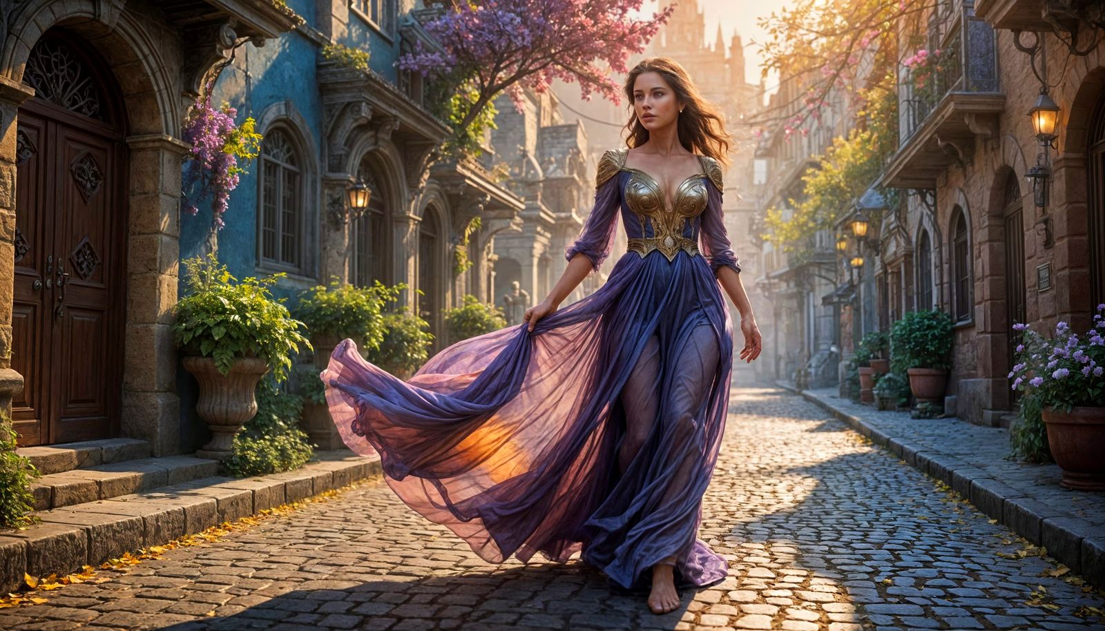 Enchanted Siren Strides Through Whimsical Dreamscape