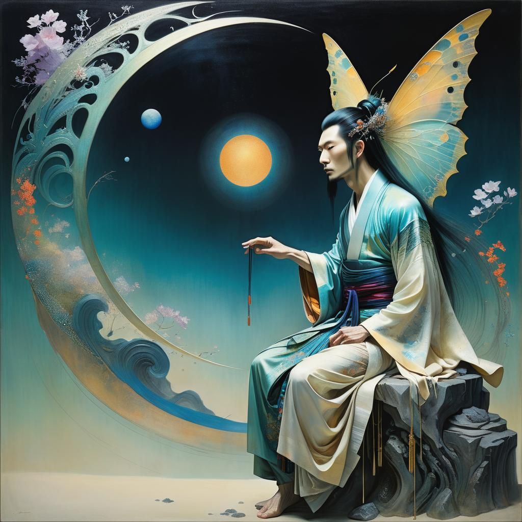 Asian Man in Kimono, Art Nouveau Style