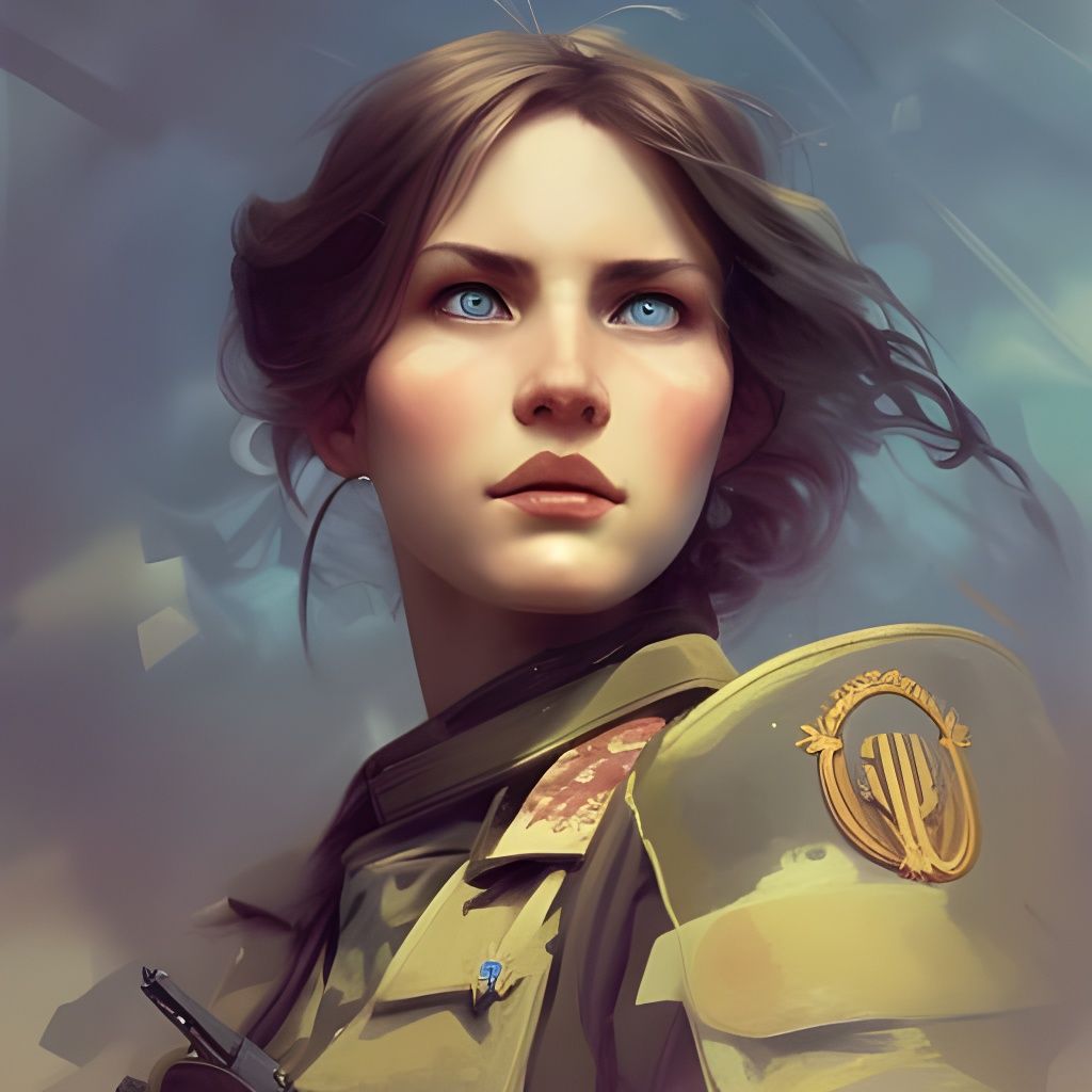 Ukrainian War Hero Portrait in Art Nouveau Style