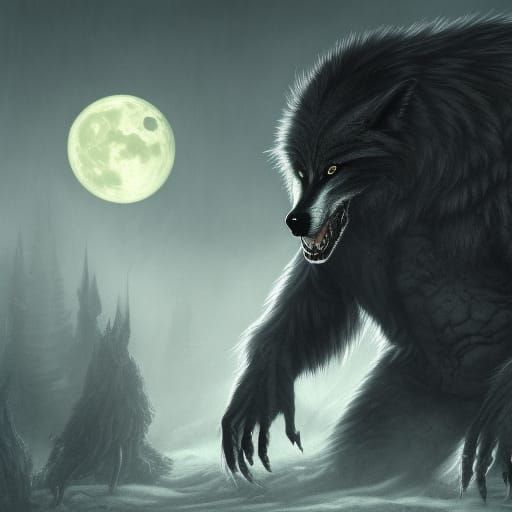 Menacing Werewolf in Dark Horror Style