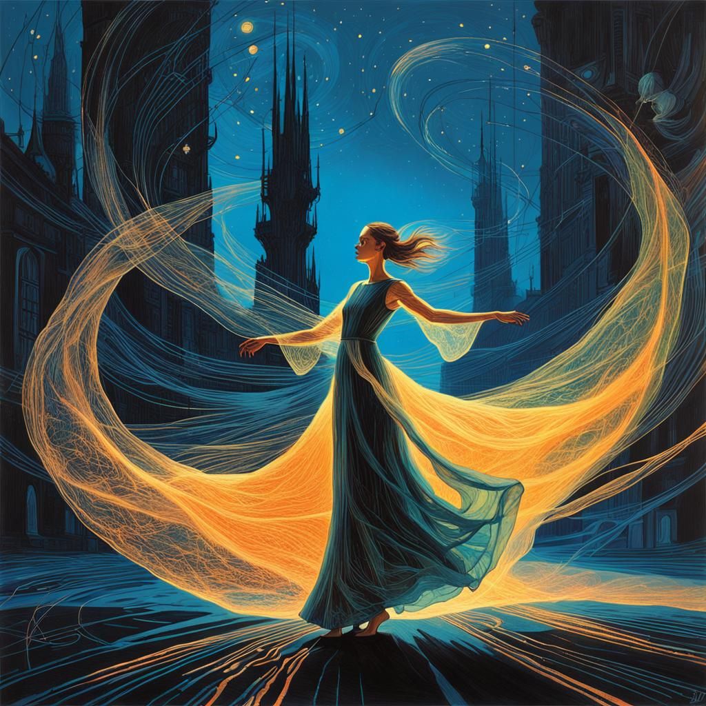 spinning dancer bioluminescent dress