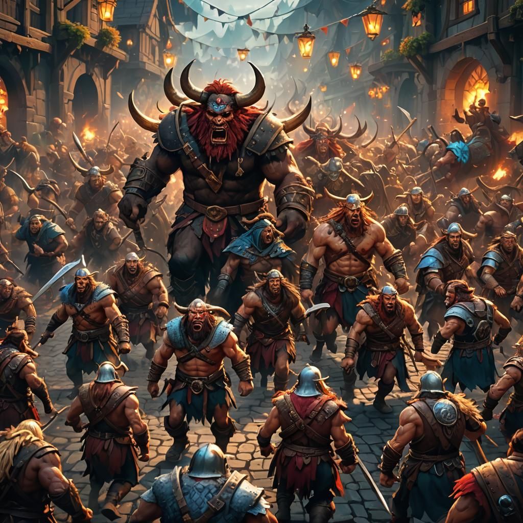 Barbarian Horde's Oktoberfest Chaos in Fantasy Art