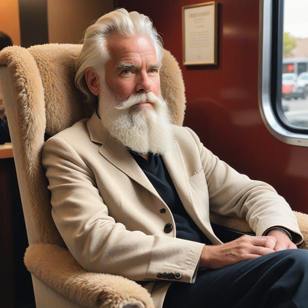 Man in Lift Chair with Red to White Hair and Beard