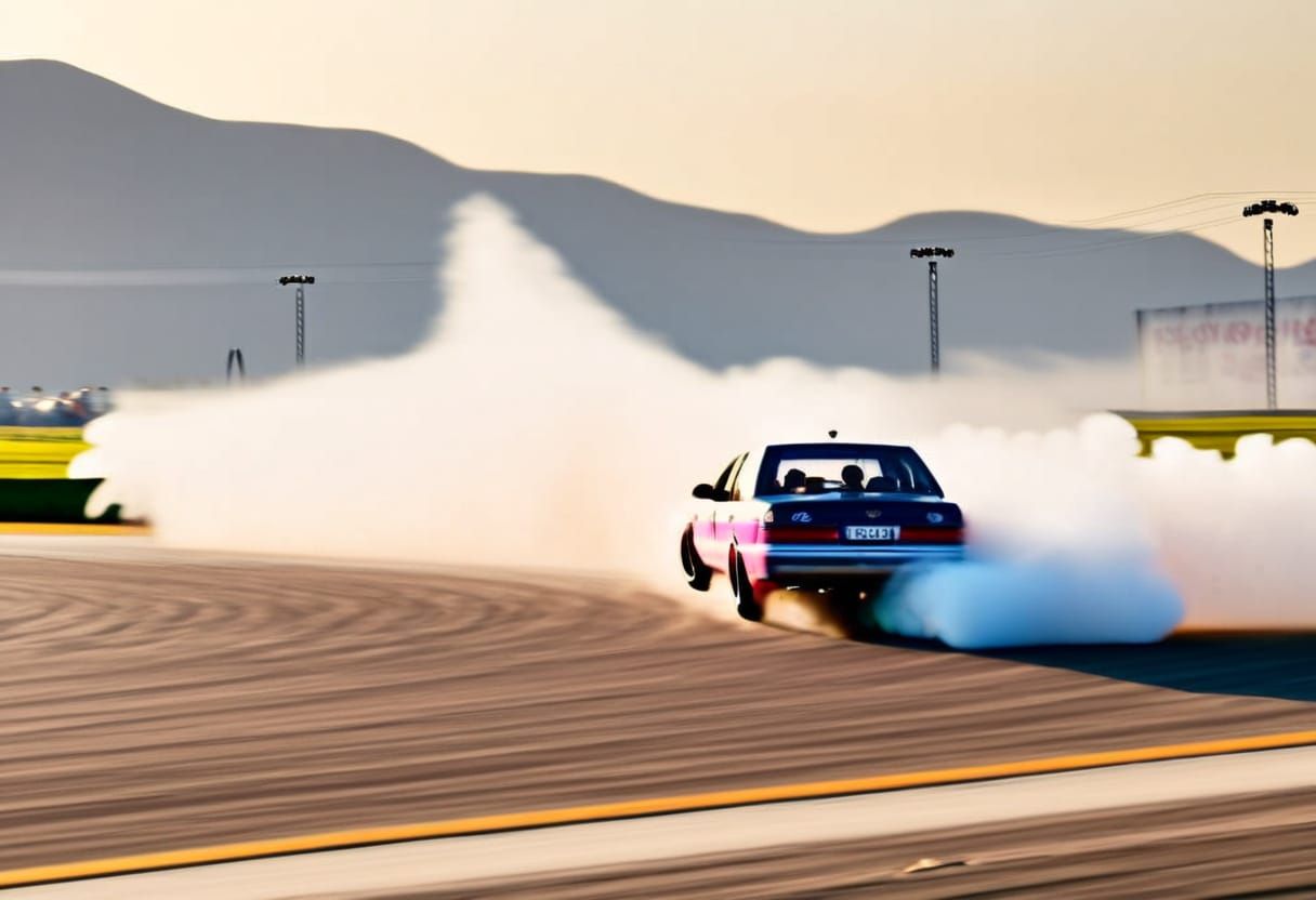 Modified Holden Burnout on Racetrack in Motorsport Style