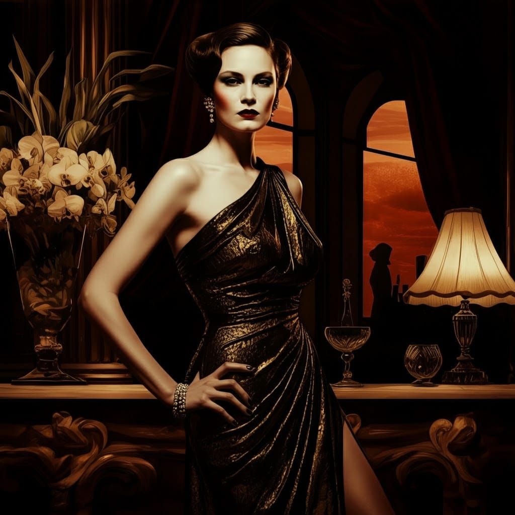 Sophisticated Pop Surrealist Portrait in Bold Lines and Vibr...