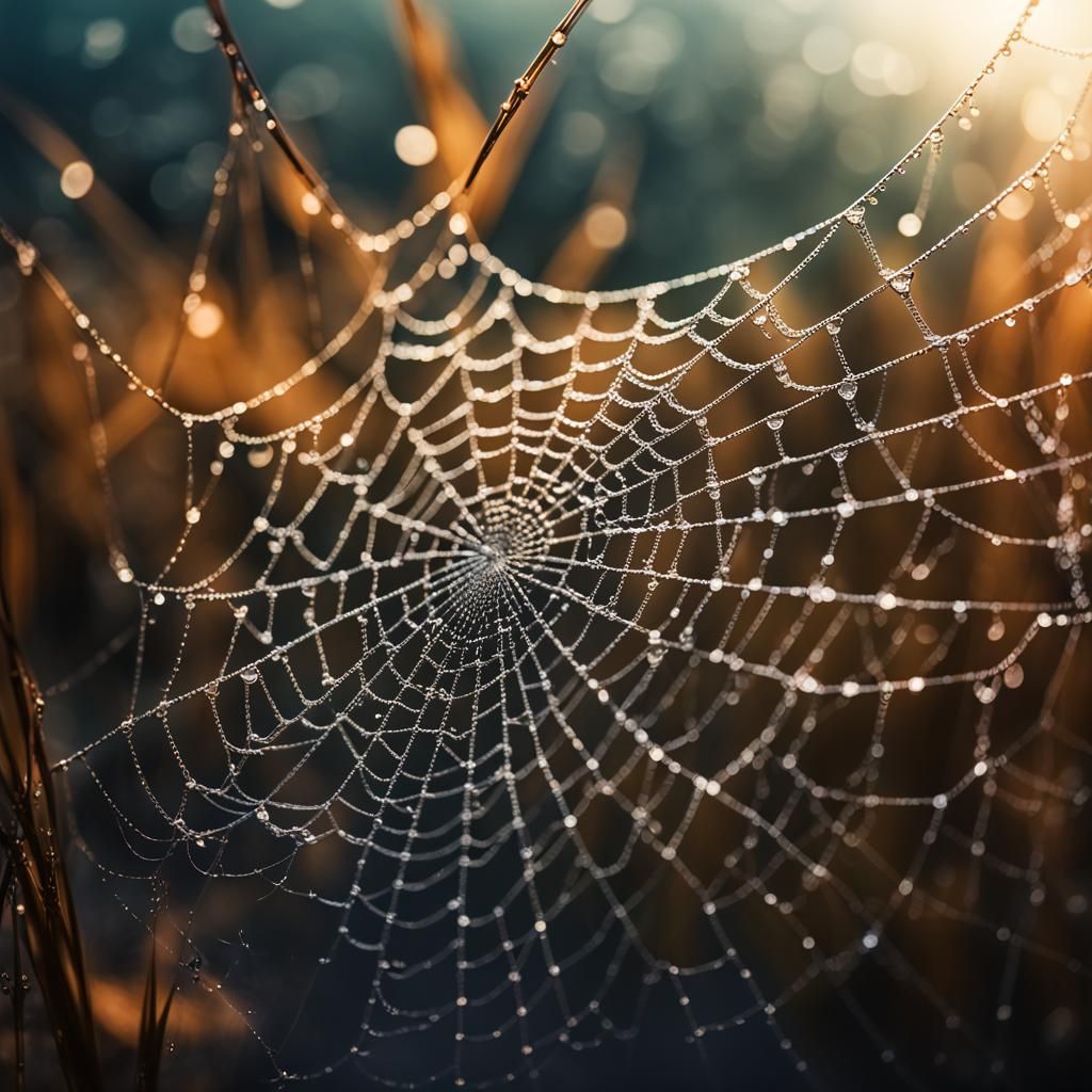 Diamond Dew Drops on a Spider Web