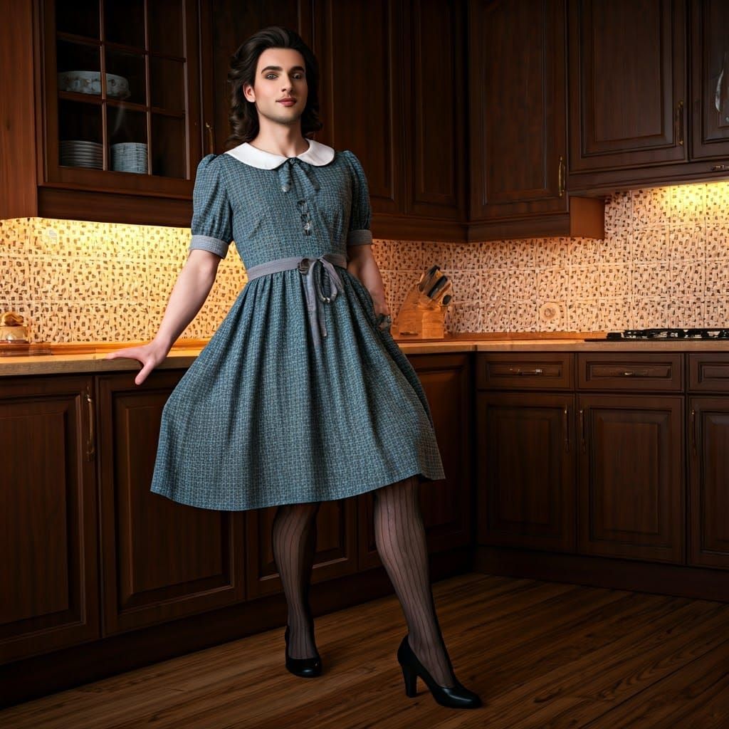Elegant Young Man in 1950s-Inspired Dress with Vintage Flair