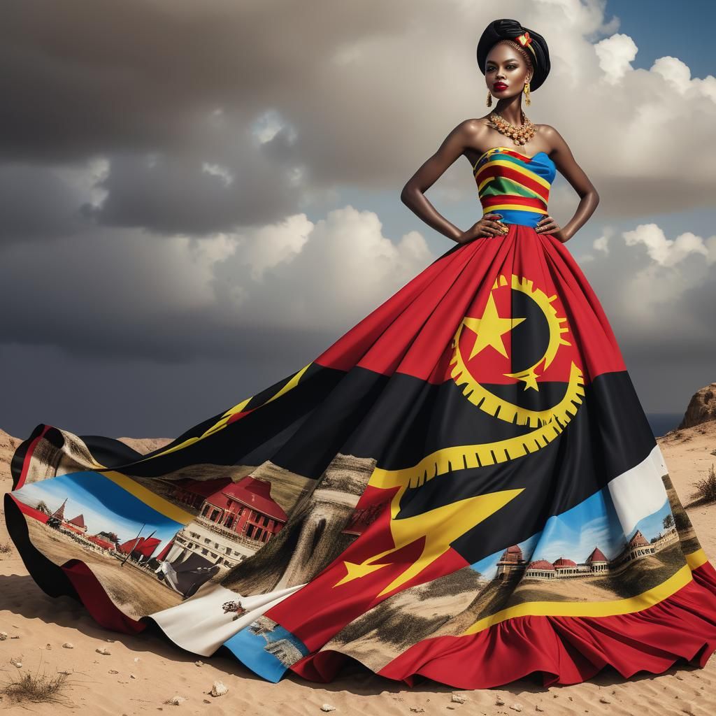 Angolan Woman in Traditional Haute Couture Fashion