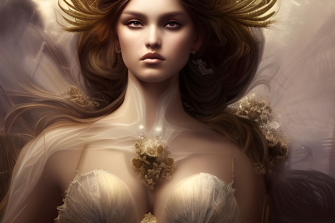 Futuristic Angelic Model in Hyperrealistic Digital Art