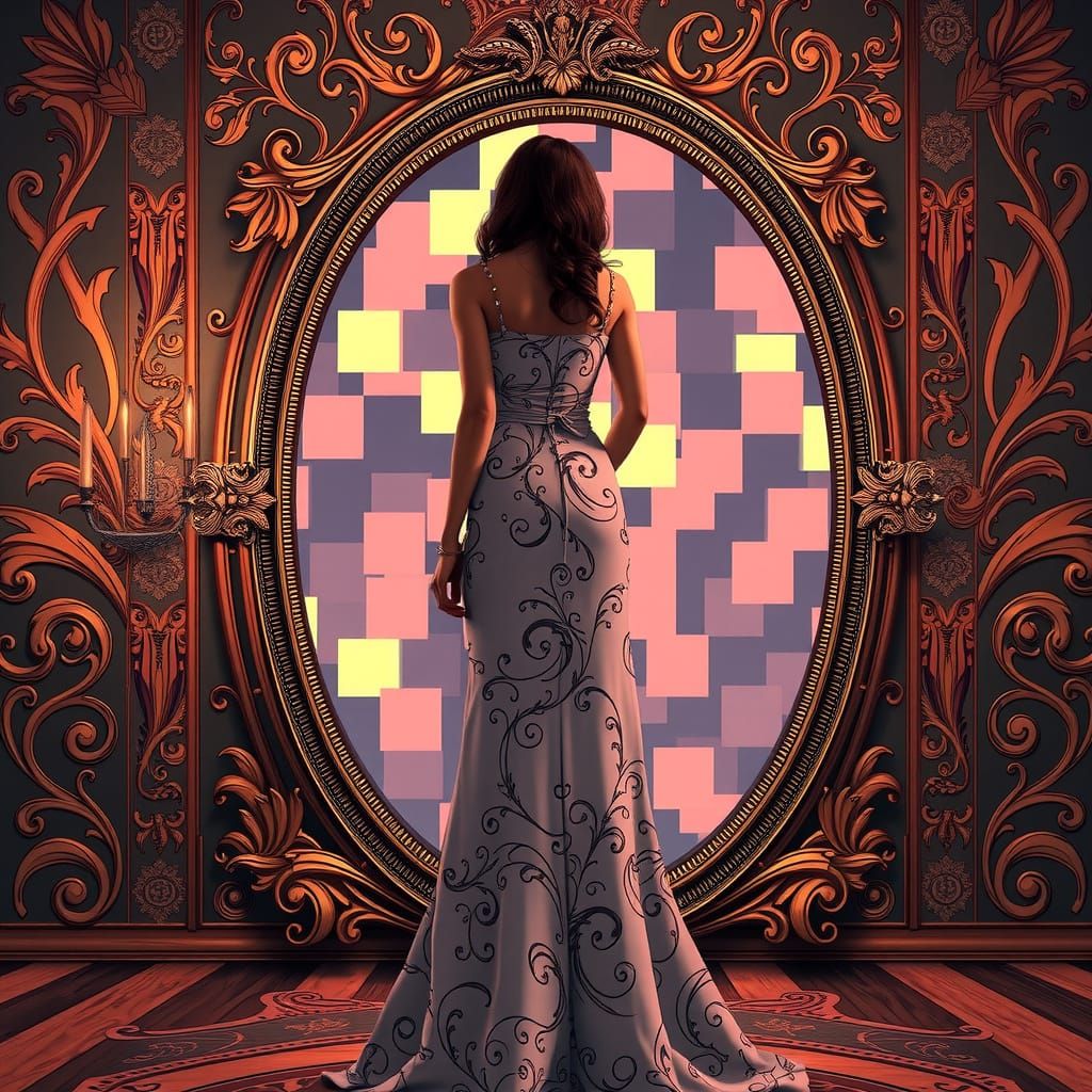 Pixelated Reflection: A Retro-Futuristic Digital Portrait