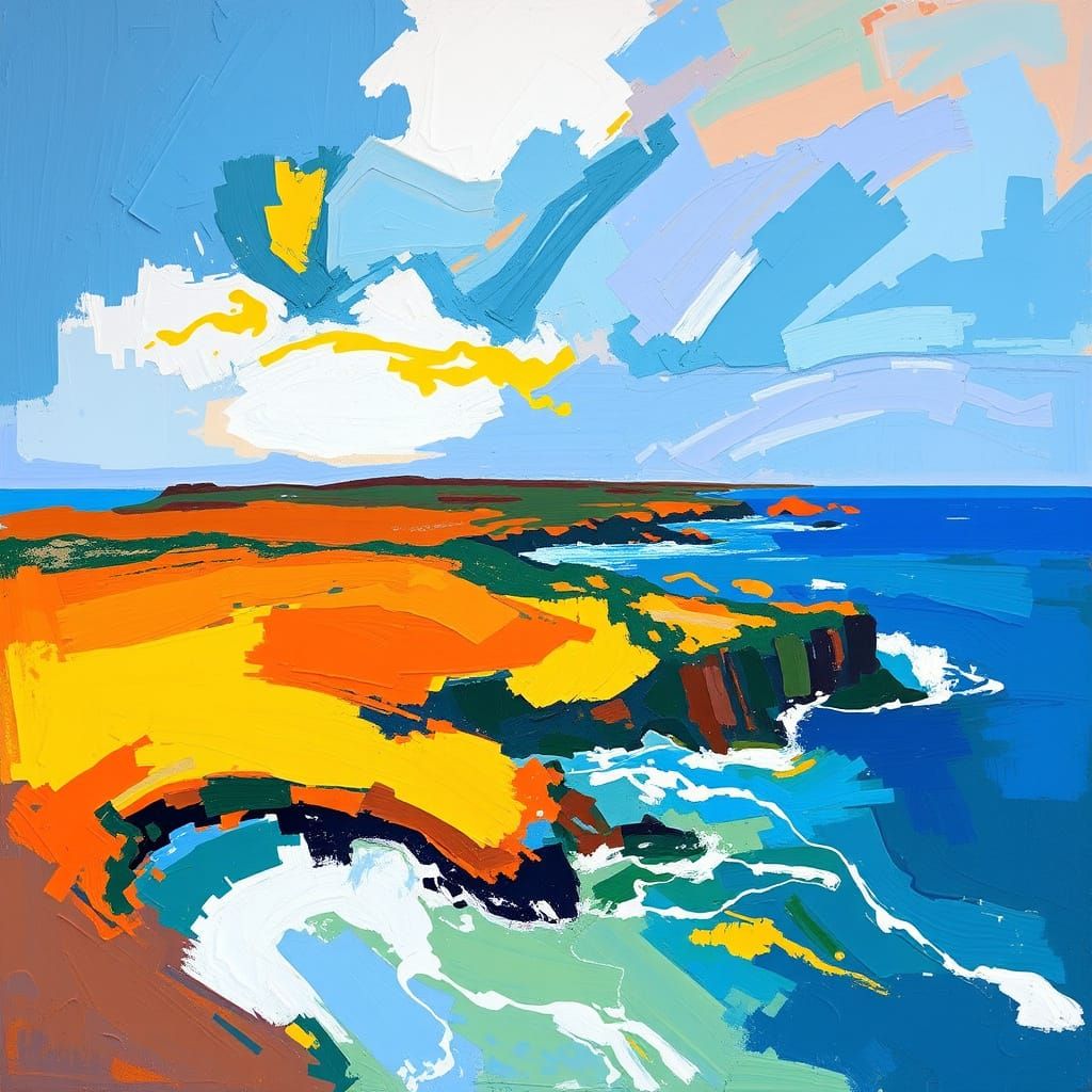 North Atlantic Abstract Oil Painting in Expressionist Style