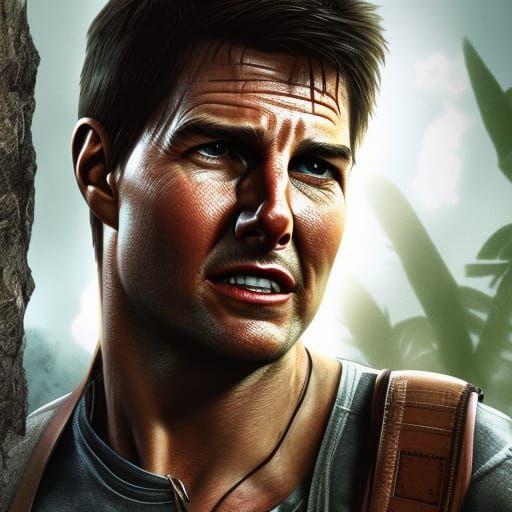 Hyperrealistic Tom Cruise as Nathan Drake Poster