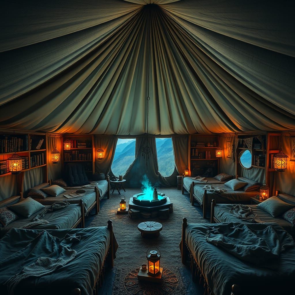 Magical Tent Interior: A Photorealistic Sanctuary